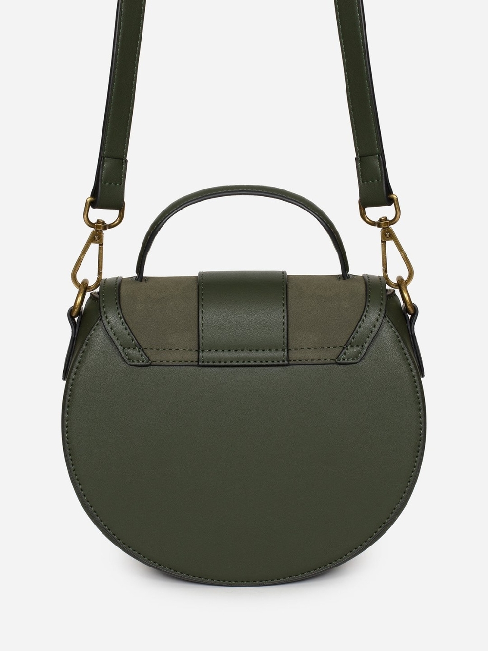 Disturbia Olive Green Floral Embroidered Crossbody Bag with Gold Hardware - Picture 2 of 4